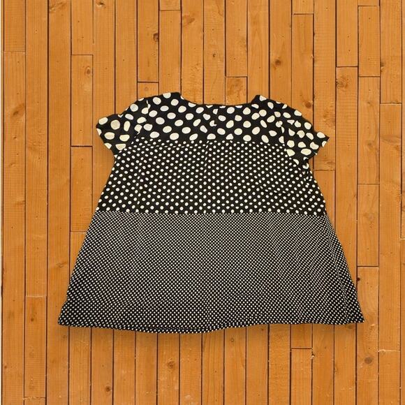 Talbots Silk Black White Polka Dot Tee Blouse Keyhole Back Size 6 - Picture 7 of 8
